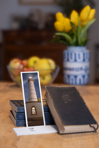Alone in the Dark fine art bookmark styled with a dark book and fresh fruit