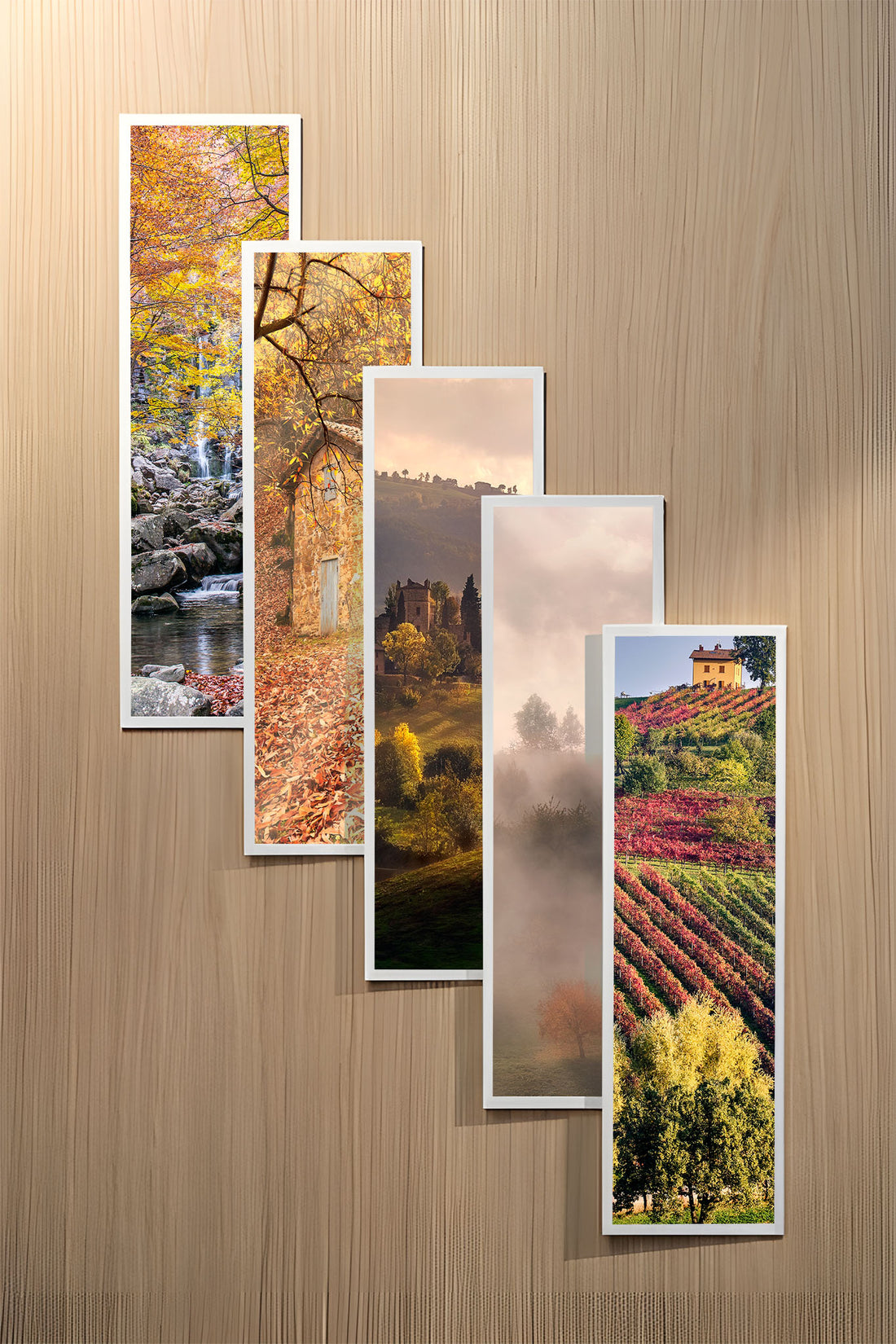 Autumn set of five fine art bookmarks printed on 100% cotton paper