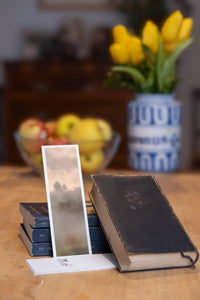Autumn Solitude fine art bookmark styled with a dark book and fresh fruit