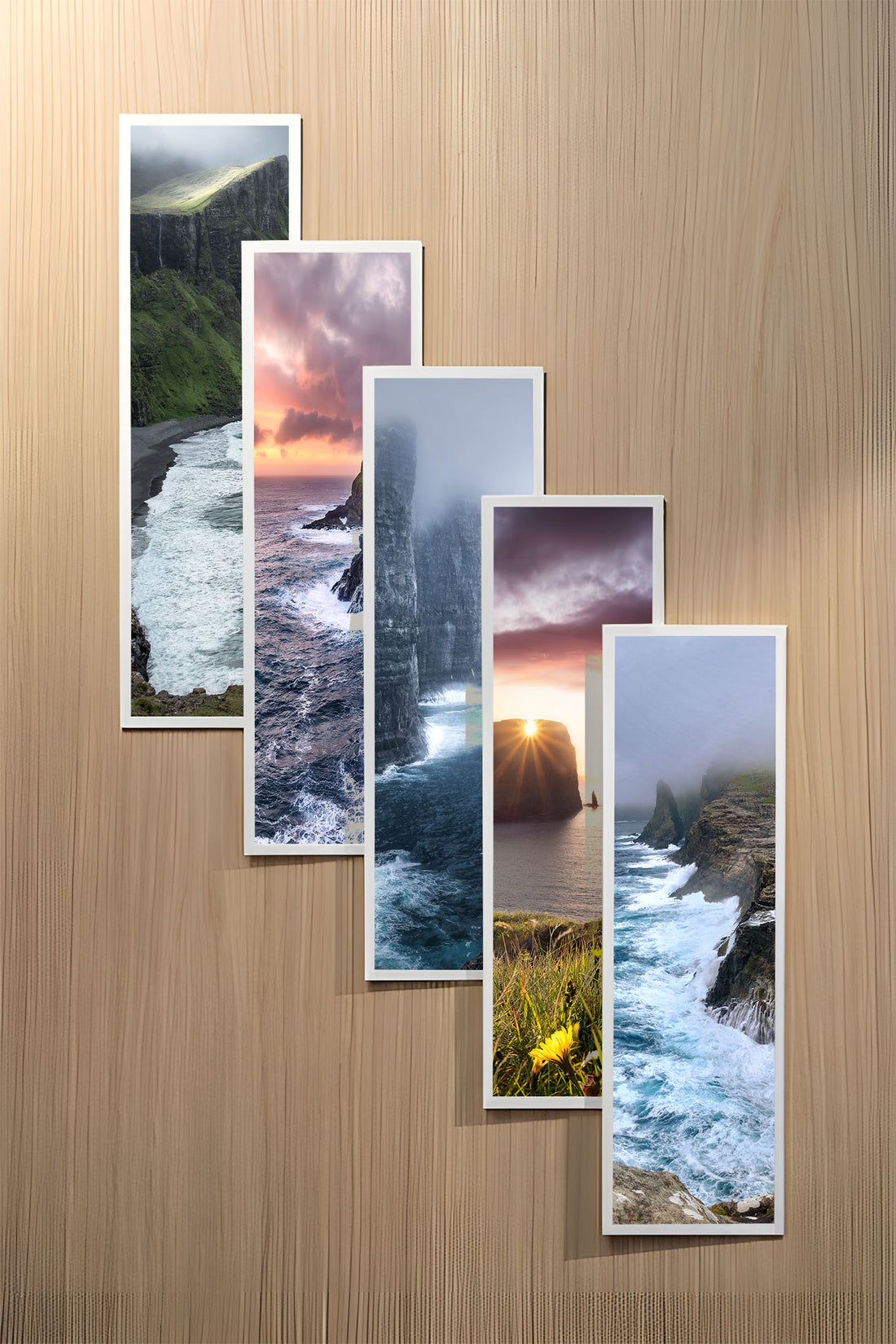 Cliffs set of five fine art bookmarks printed on 100% cotton paper