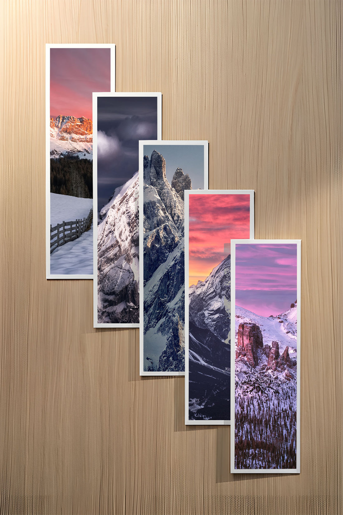 Dolomites set of five fine art bookmarks printed on 100% cotton paper