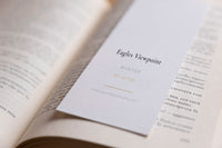 Reverse side of the Eagles Viewpoint fine art bookmark with title and catalogue details