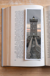 Kermorvan fine art bookmark resting in an open book, close-up