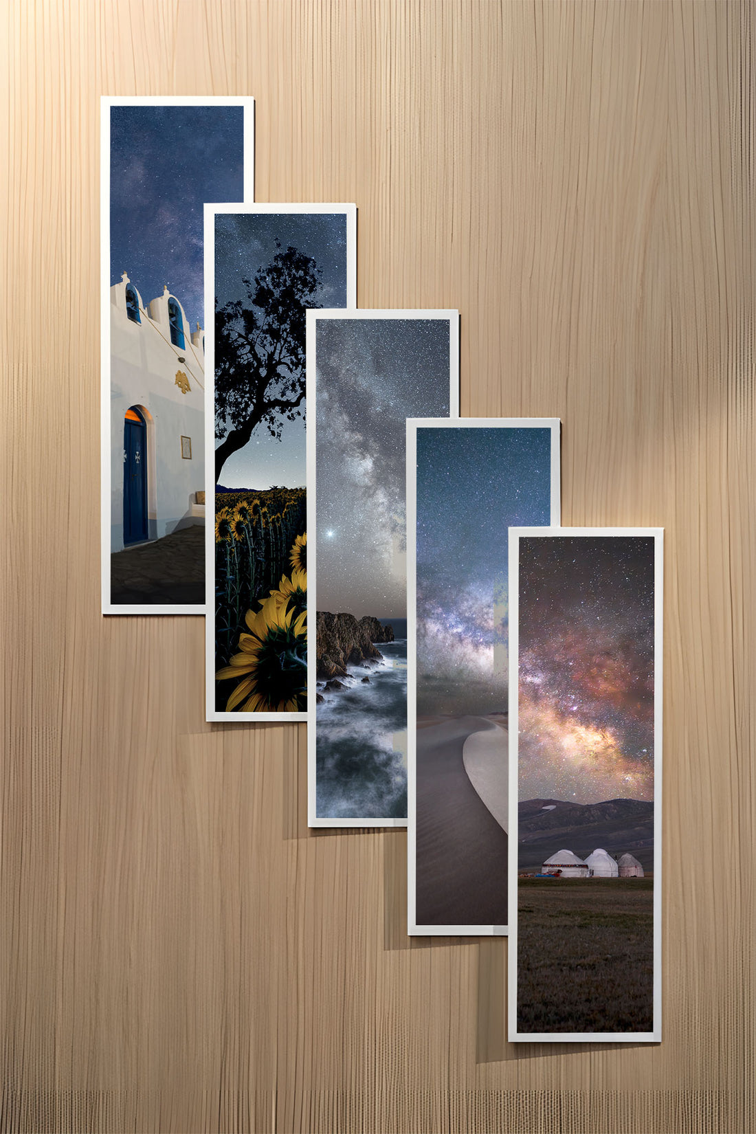 Milky Way set of five fine art bookmarks printed on 100% cotton paper