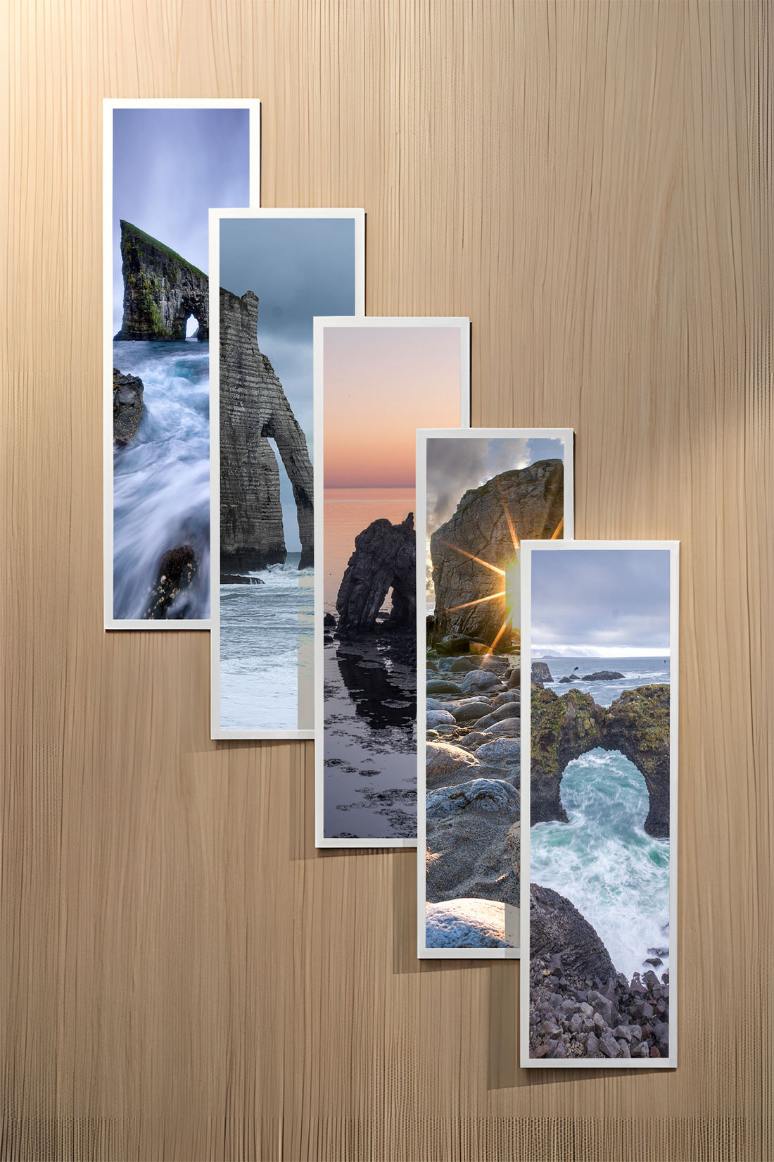 Natural Arches set of five fine art bookmarks printed on 100% cotton paper