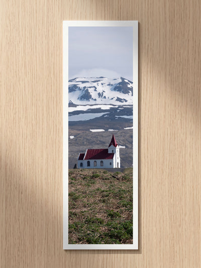 Snowy Chapel fine art bookmark printed on 100% cotton paper
