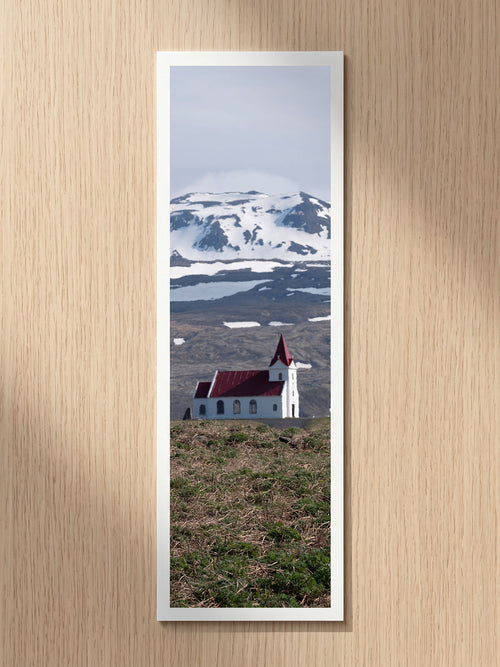 Snowy Chapel fine art bookmark printed on 100% cotton paper