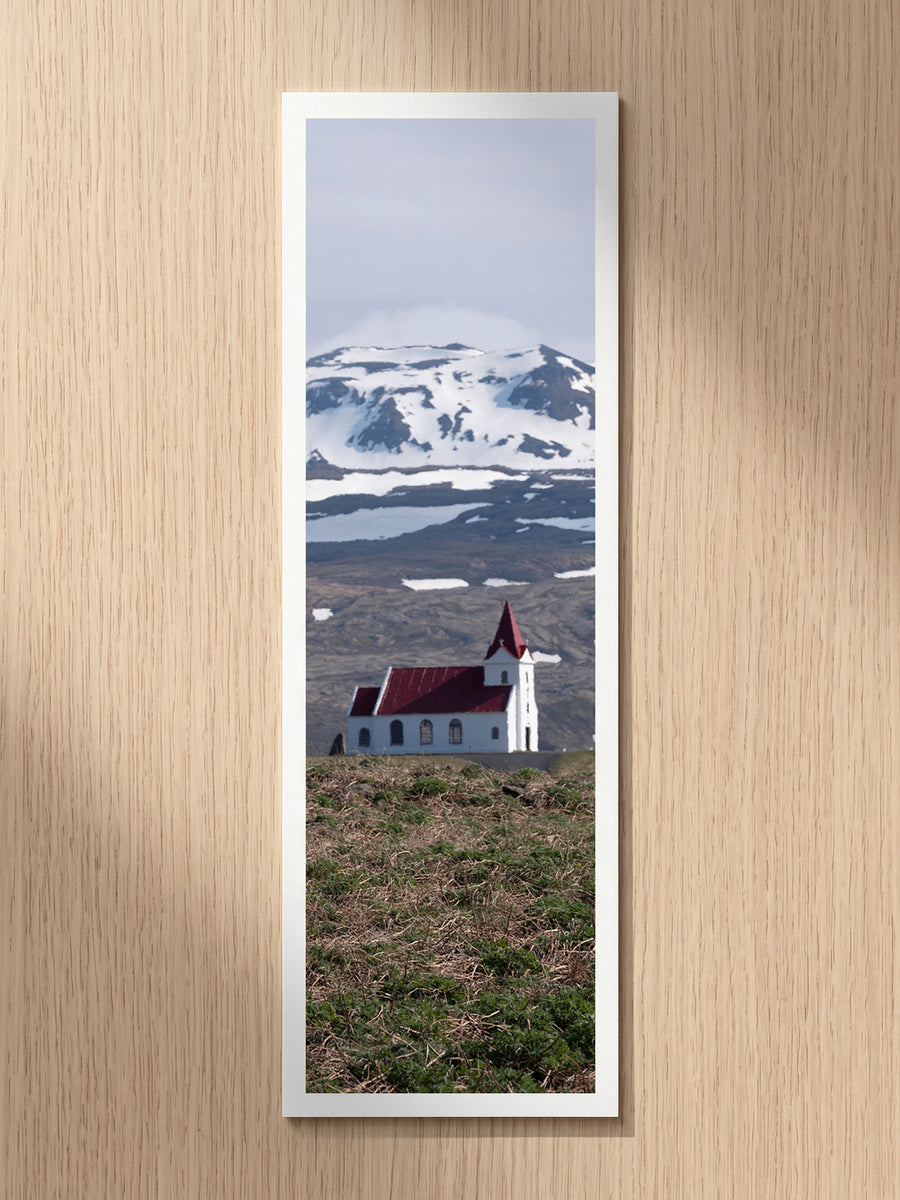Snowy Chapel fine art bookmark printed on 100% cotton paper