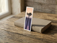 Soft Lavender fine art bookmark resting on a linen-bound book in soft window light