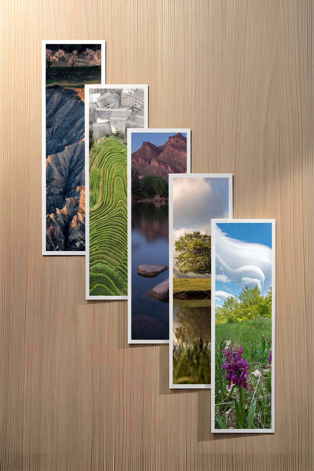 Spring set of five fine art bookmarks printed on 100% cotton paper