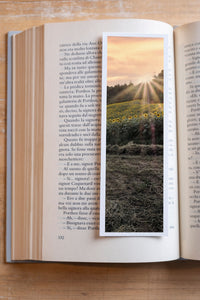 Summer Afternoon fine art bookmark resting in an open book, close-up