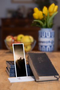 Summer Haze fine art bookmark styled with a dark book and fresh fruit