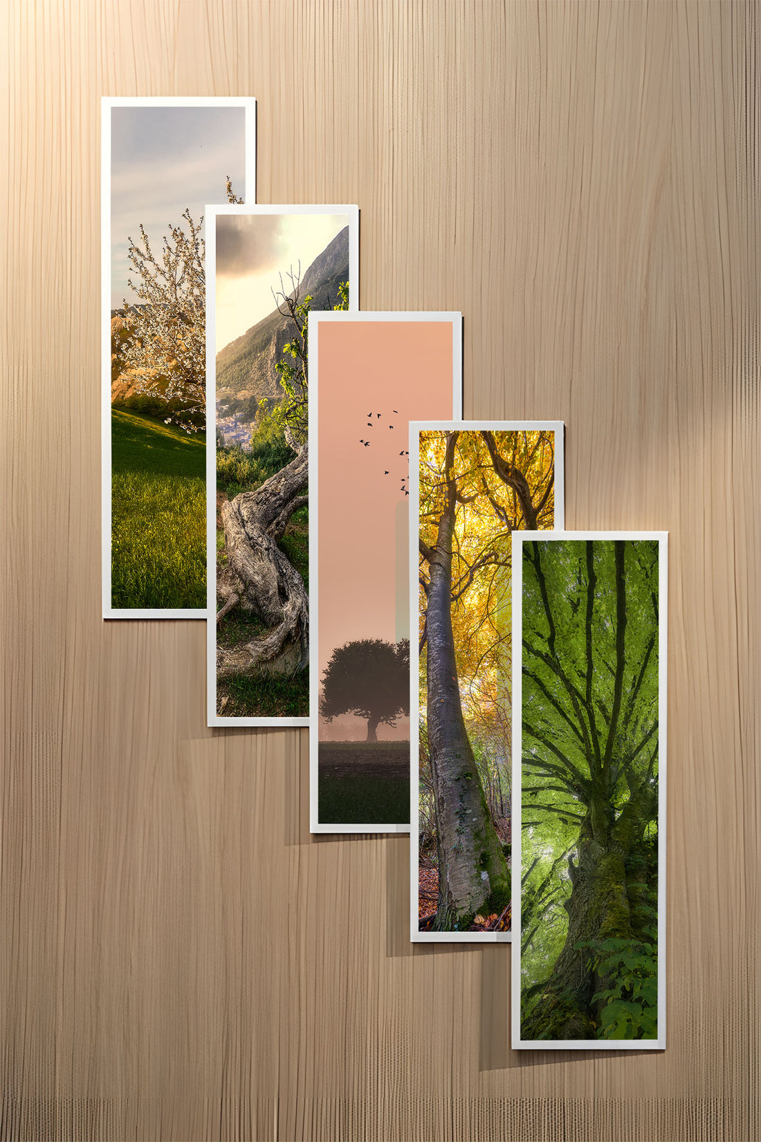 Trees set of five fine art bookmarks printed on 100% cotton paper