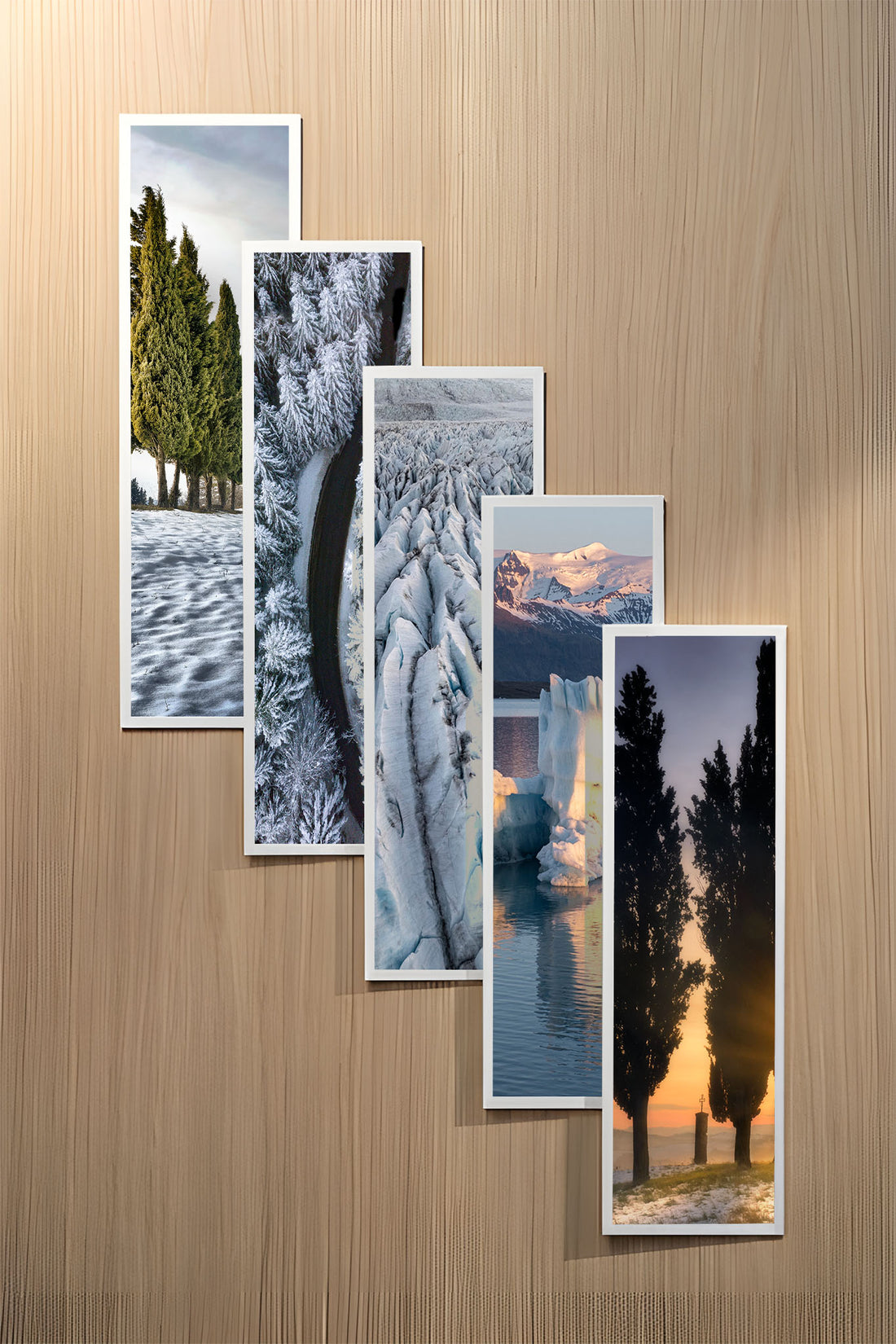 Winter set of five fine art bookmarks printed on 100% cotton paper